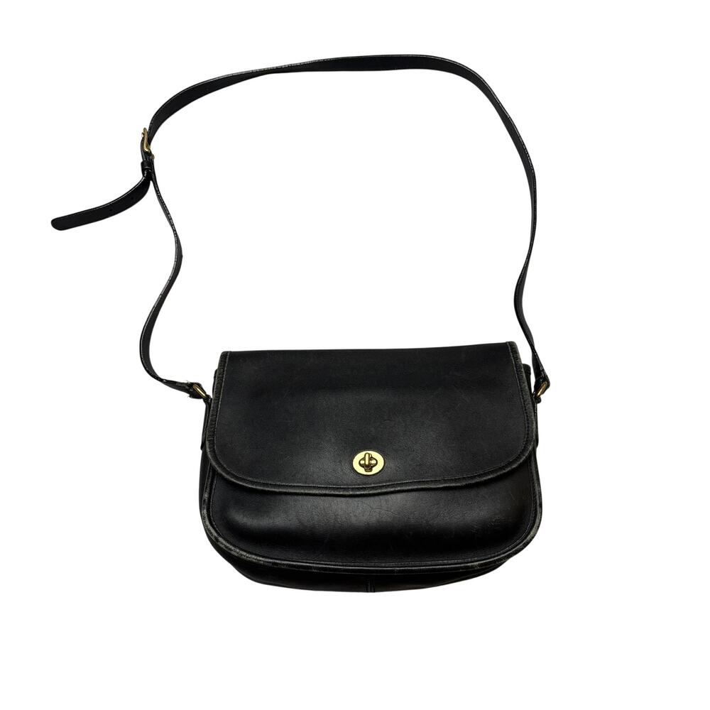 Vintage Coach 9790 City Bag Black Leather Crossbody Purse Y2K Turn Lock